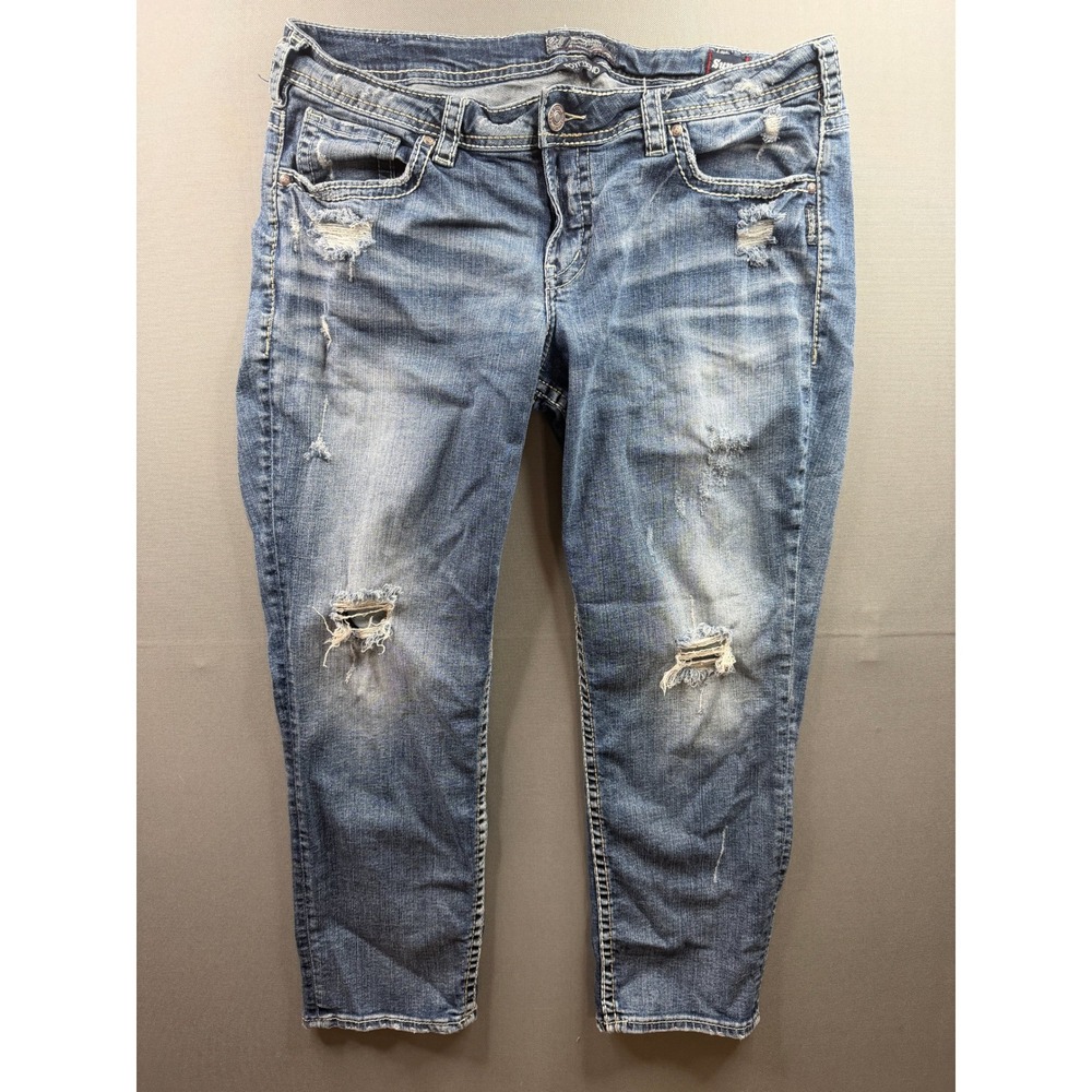 Silver Jeans Co Boyfriend Jeans Womens Blue Super Stretch 35x26 - Picture 5 of 14